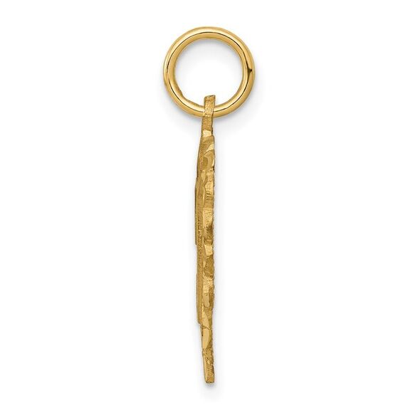 14k Yellow Gold, Grace Collection, Satin Heart Initial T Pendant, 15mm - Picture 2 of 5